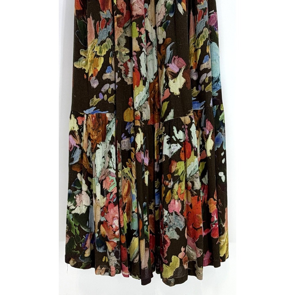 Soft Surroundings Rosalie Tiered Maxi Dress MED Brown Floral Sleeveless Resort - Picture 4 of 16